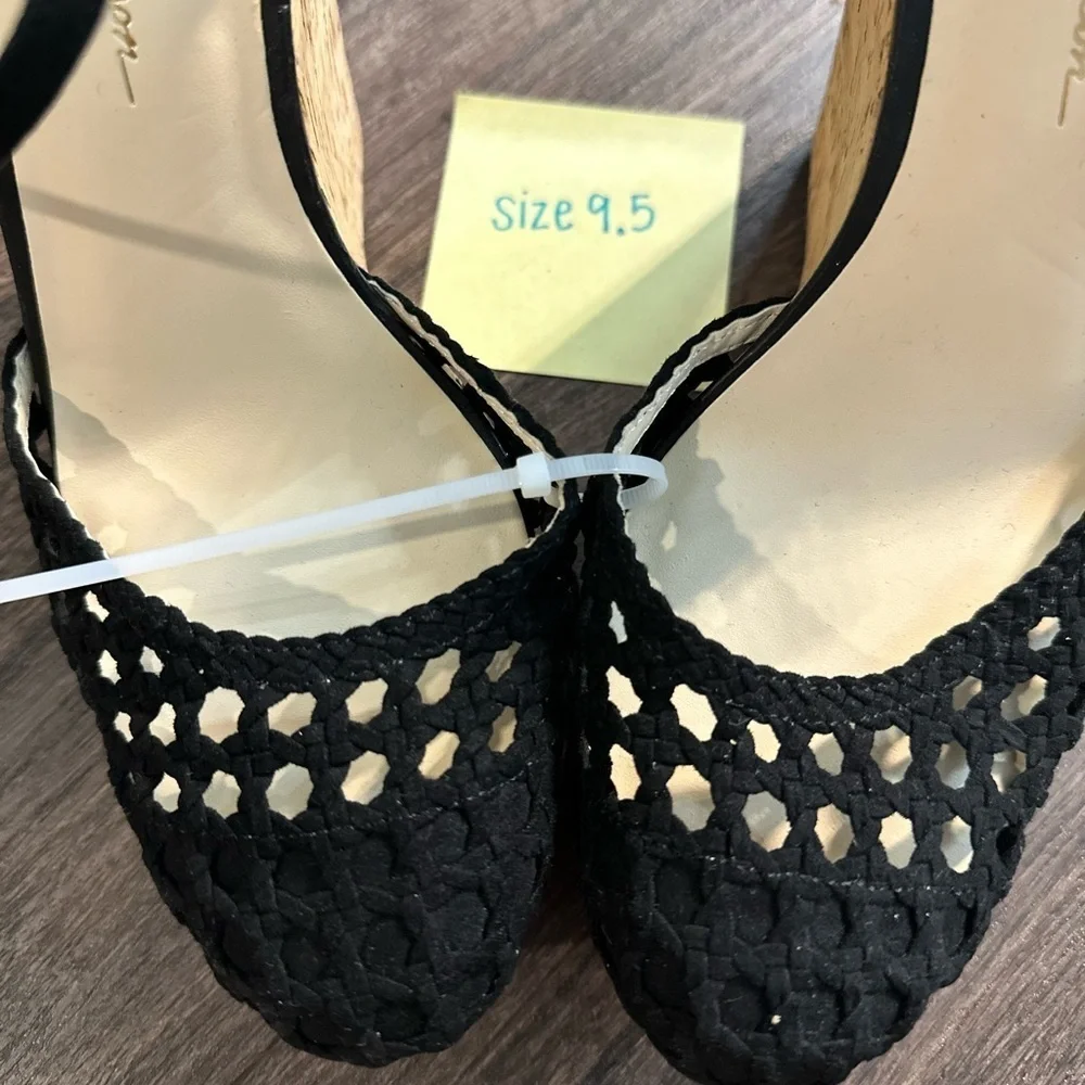 NEW! JESSICA SIMPSON Womens Black Marshela Cork Wedge Sandal 9.5📦